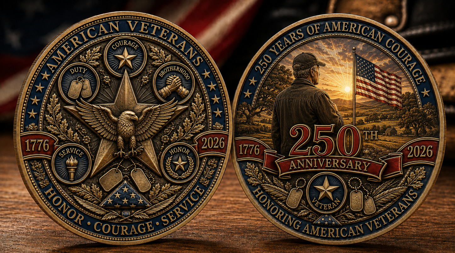 🇺🇸 Limited Edition 250th Anniversary Commemorative Veteran Coin (1776-2026) | The Ultimate Keepsake & Challenge Coin 🦅