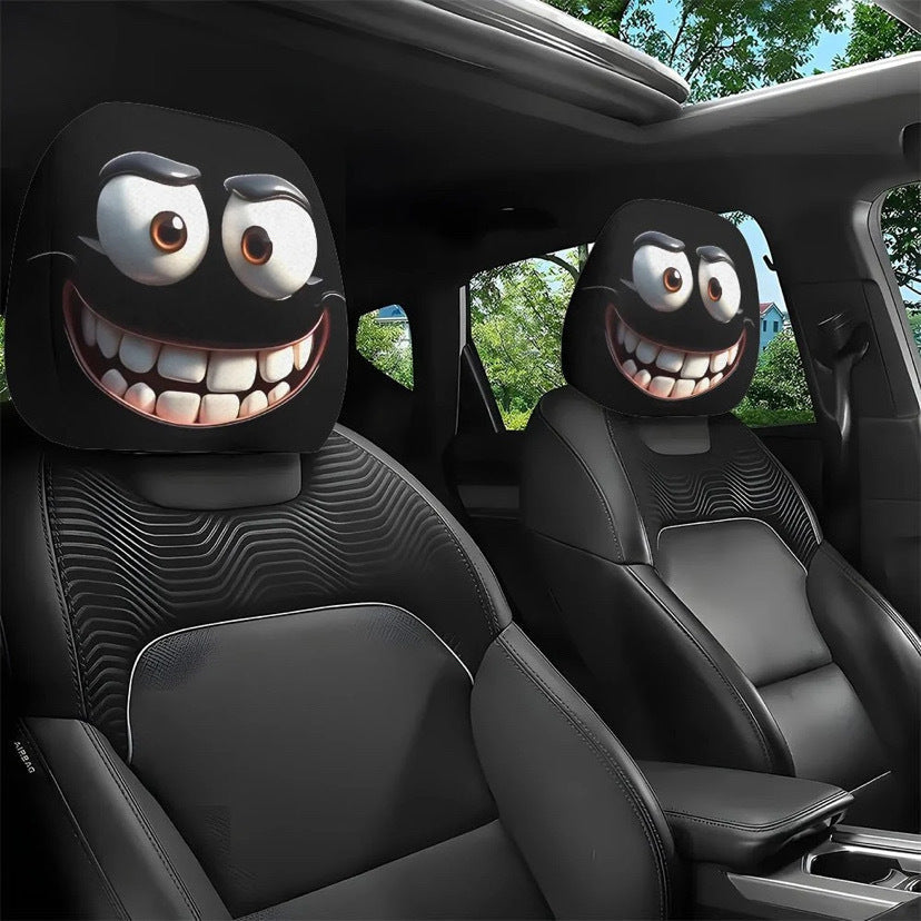 🔥HOT SALE 55% OFF😆 Funny Cartoon Car Headrest Covers – 2PCS Universal Fit 🚗