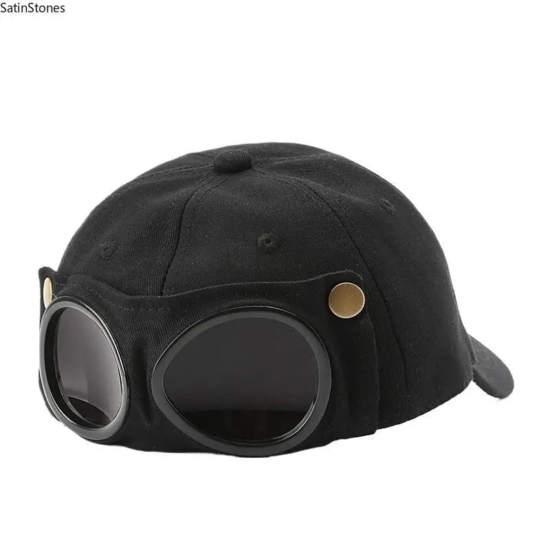 🧢 Pilot-Inspired Baseball Cap with Built-In Sunglasses – Novelty Goggle Sun Hat for Fishing, Boating & Outdoor Fun 🕶️✨