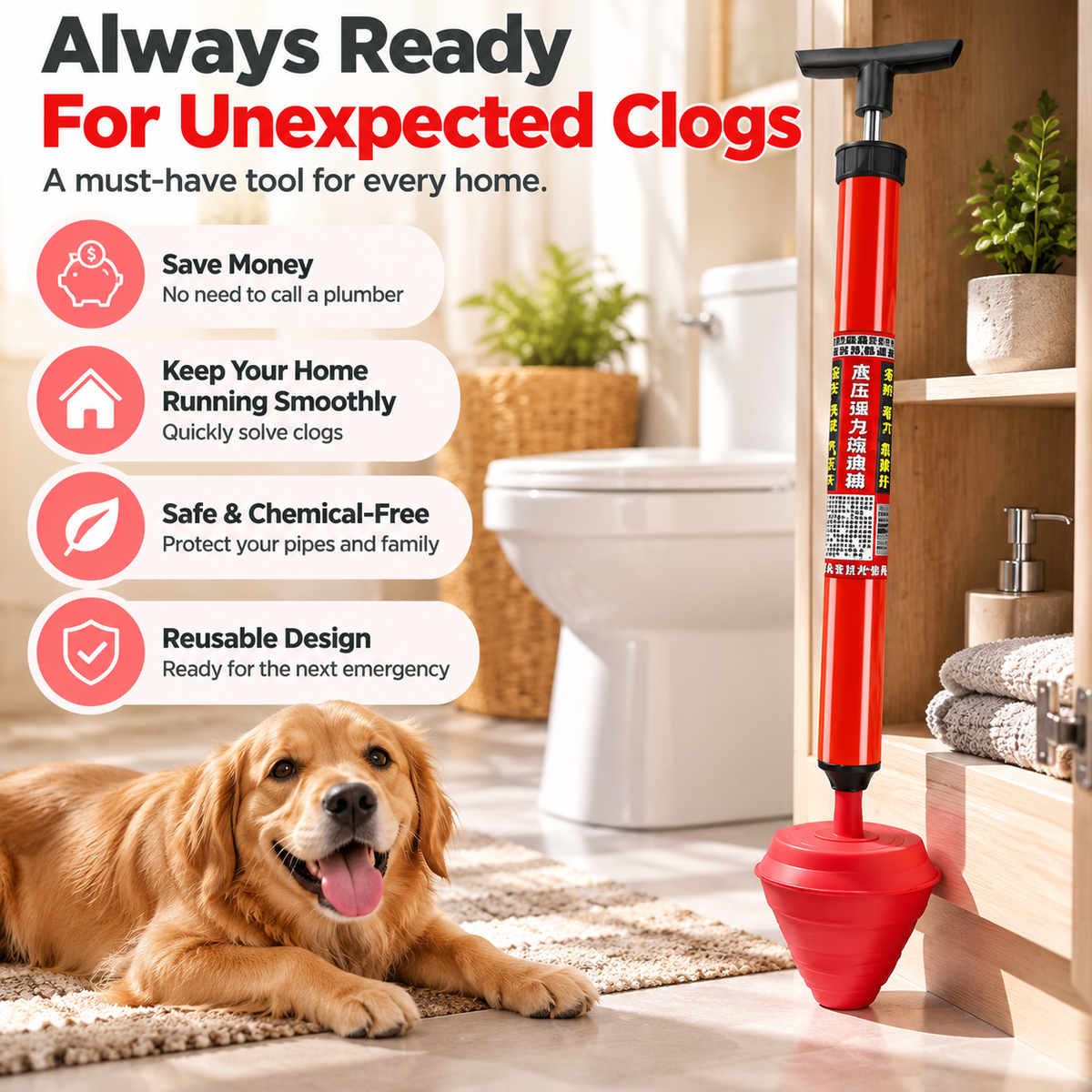 ๐ฝ High Pressure Drain Cleaner โ Powerful Toilet & Sink Clog Remover Tool