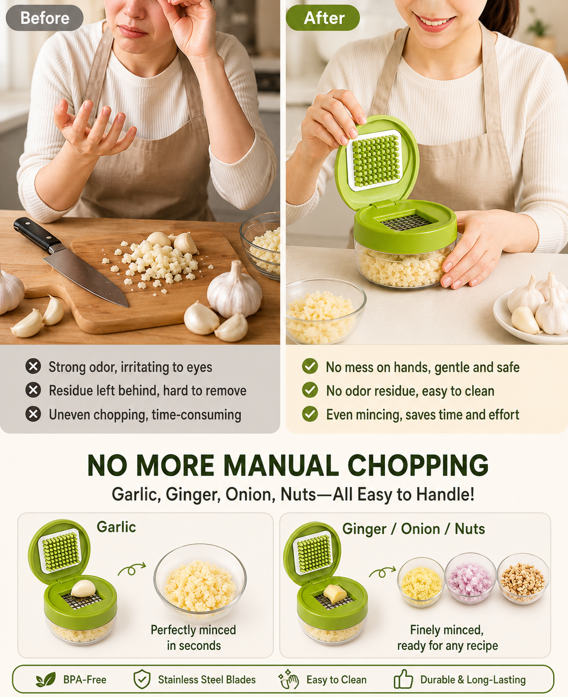 π§ Press-Type Mini Garlic Dicer, Multi-Purpose Vegetable Cube Cutter for Kitchen Prep & Baby Food