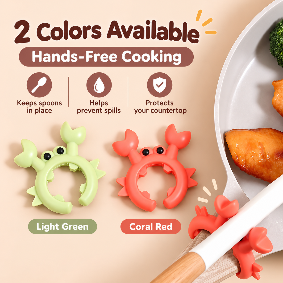 π¦ Cute Crab Silicone Utensil Holder and Pot Lid Lifter π²