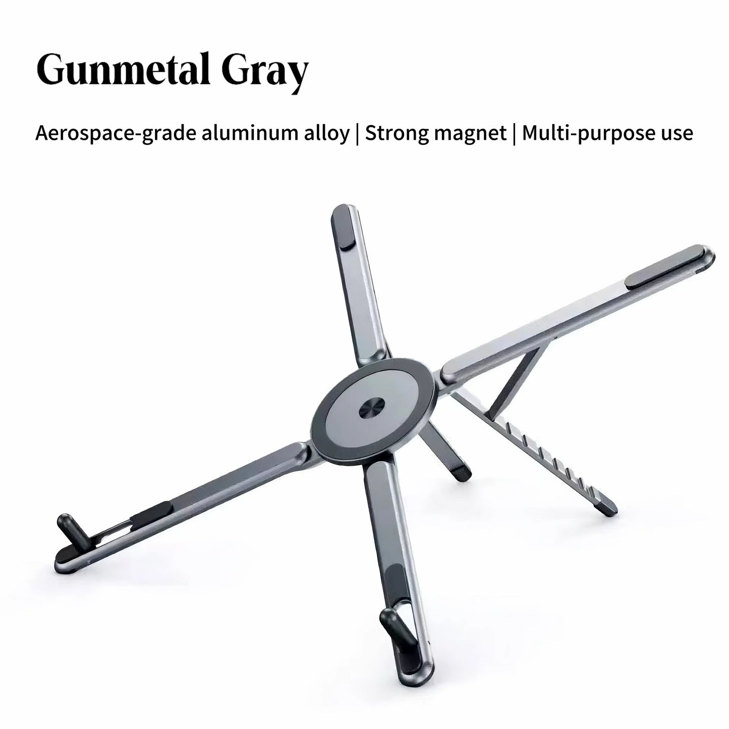 2-in-1 MagSafe Laptop Stand for Desk โ Foldable Aluminum Computer Riser with Magnetic Phone Mount โ Portable Holder Hub for MacBook, iPhone & iPad โจ๐