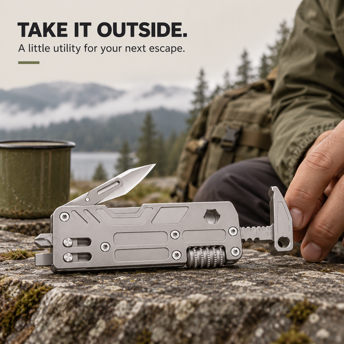 ๐ ๏ธ Portable Titanium 10-in-One Outdoor Multi-Function Tool