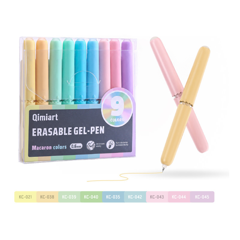 9-Color Erasable Gel Pens Set – Quick-Dry 0.6mm Pens with Built-In Eraser