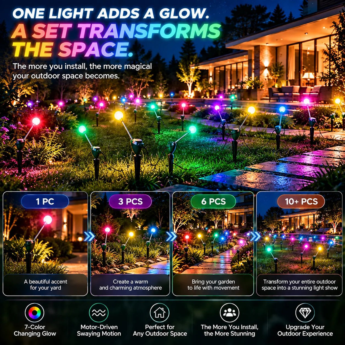 ✨ Swaying Firefly Garden Light – 7-Color Kinetic Outdoor Light for Lawn, Garden & Pathway Decor