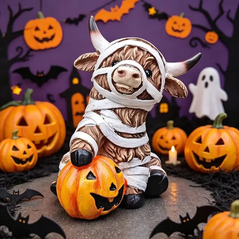 ๐ฅ 55% OFF TODAY ๐ Halloween Highland Cow Resin Figurines