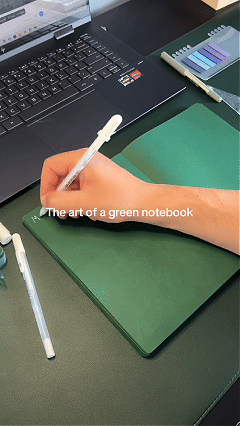 ๐ Deep Green Blank Notebook with White Gel Pen | Aesthetic Writing & Sketch Journal