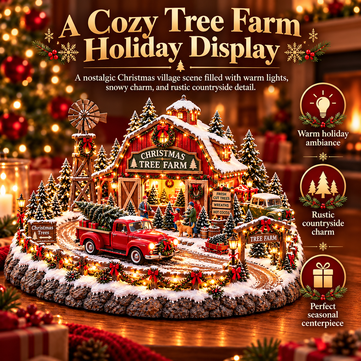 ๐๐ Christmas Classic Gas Station Villageโข โ Lighted Vintage American Gas Station with Classic Cars