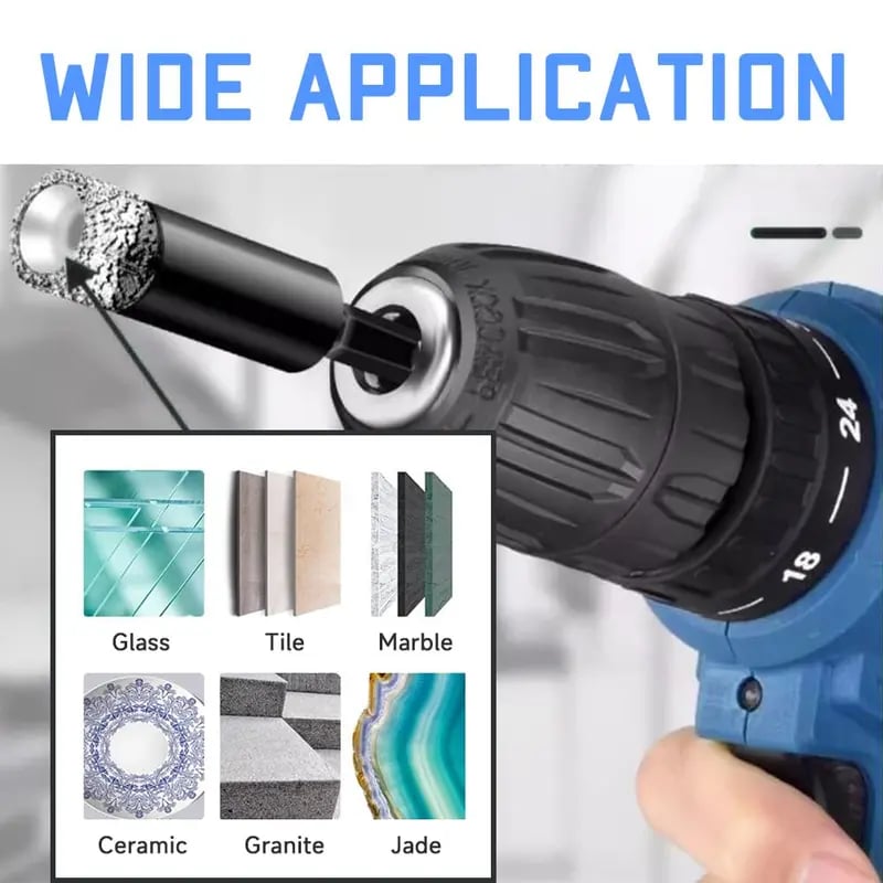 🔥47% OFF | 6Pcs Dry Diamond Drill Bit Set 🛠 Hex Shank Brazed Hole Saw for Tile, Glass & Granite