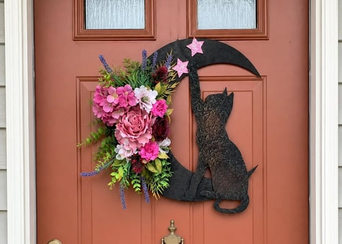 🌹Handmade Halloween Cat Wreath