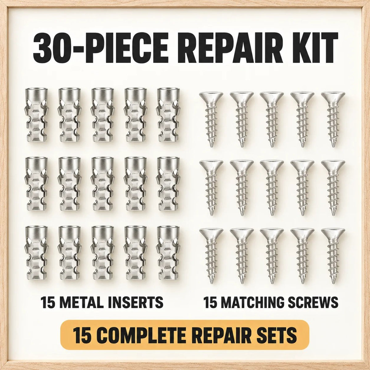 π© 30-Piece Wood Screw Hole Repair Anchor Kit β Restore Loose Furniture Fixings