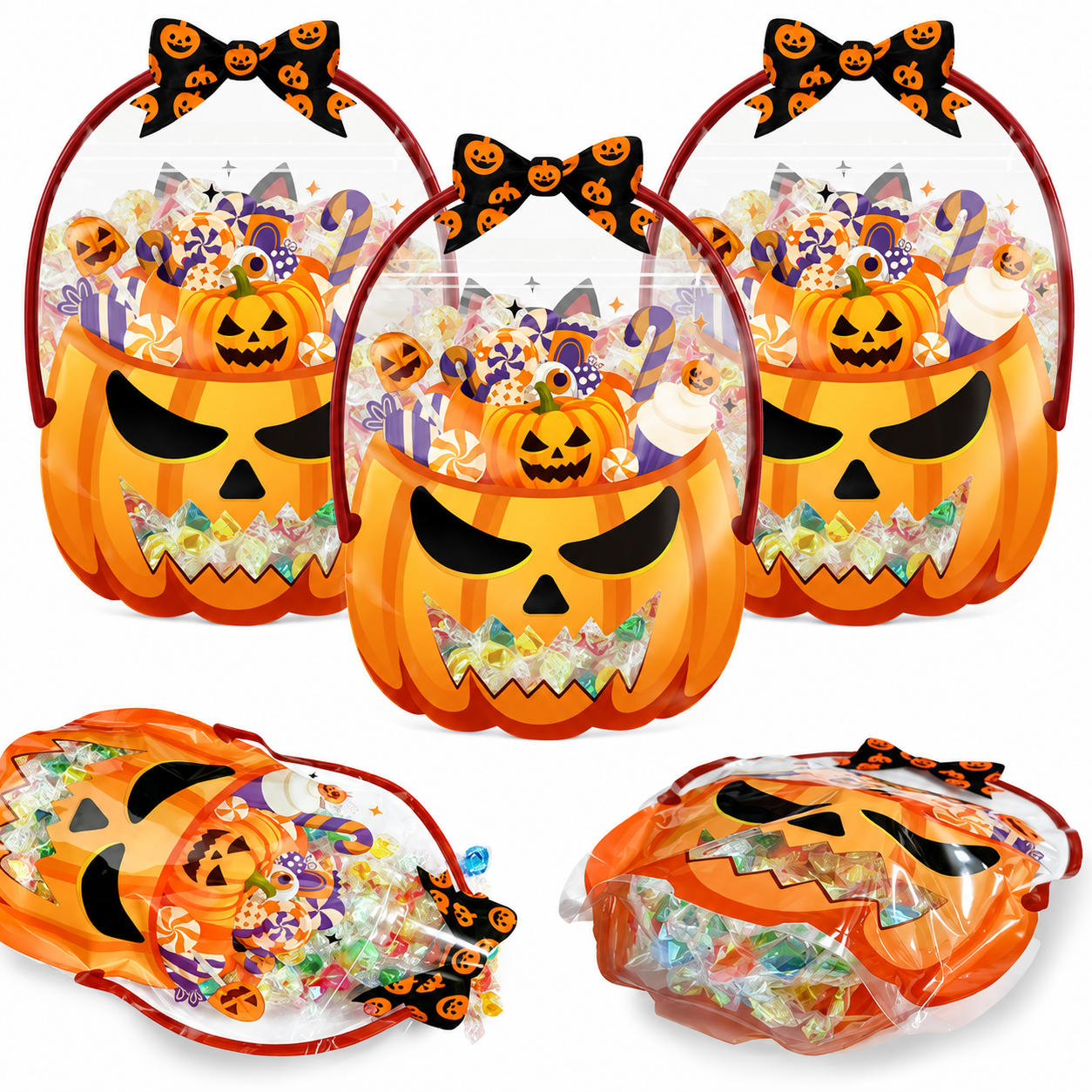 ๐ Halloween Trick-or-Treat Candy Bag โ Cute Pumpkin & Witch Cauldron Treat Gift Tote