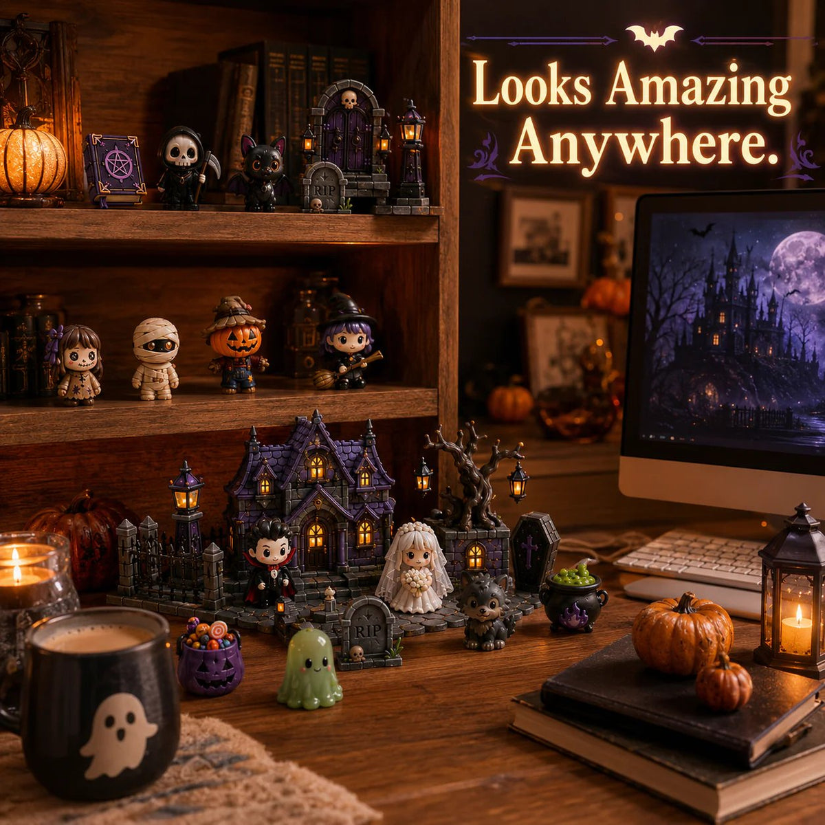 🎃 24-Day Haunted House Build-Up Blind Box | 12 Spooky Figures + 12 Scene Accessories | DIY Halloween Countdown