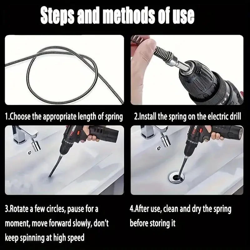 π§ Flexible Drill-Powered Drain Cleaning Snake β Deep Pipe Clog Remover for Sinks, Showers & Toilets