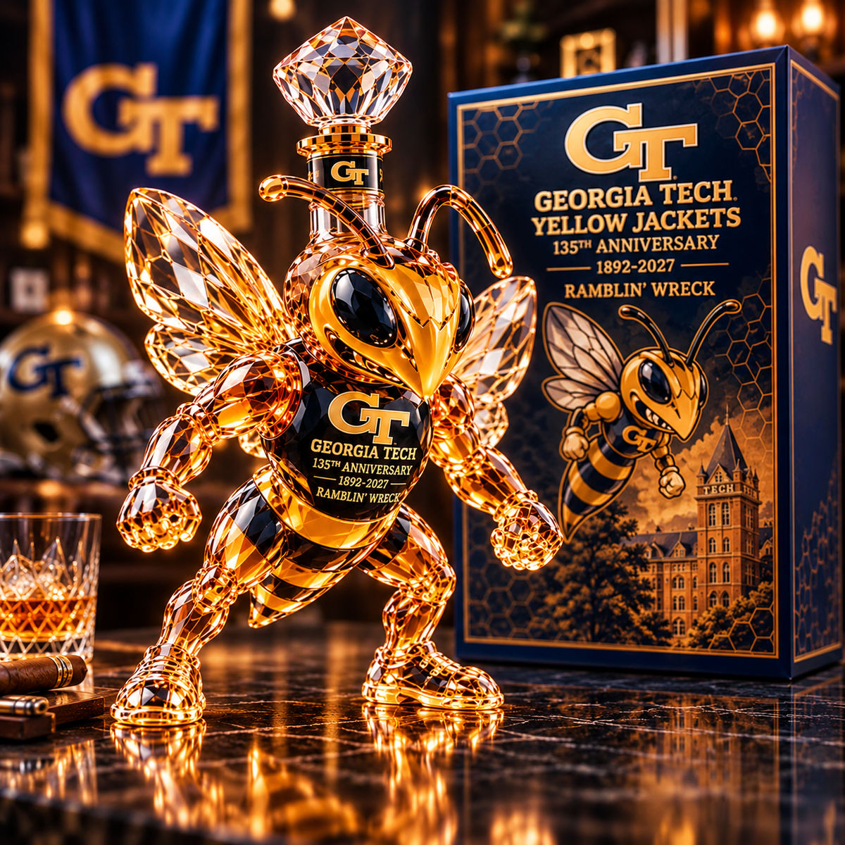Buzz Yellow Jackets 135th Anniversary Whiskey Bottle