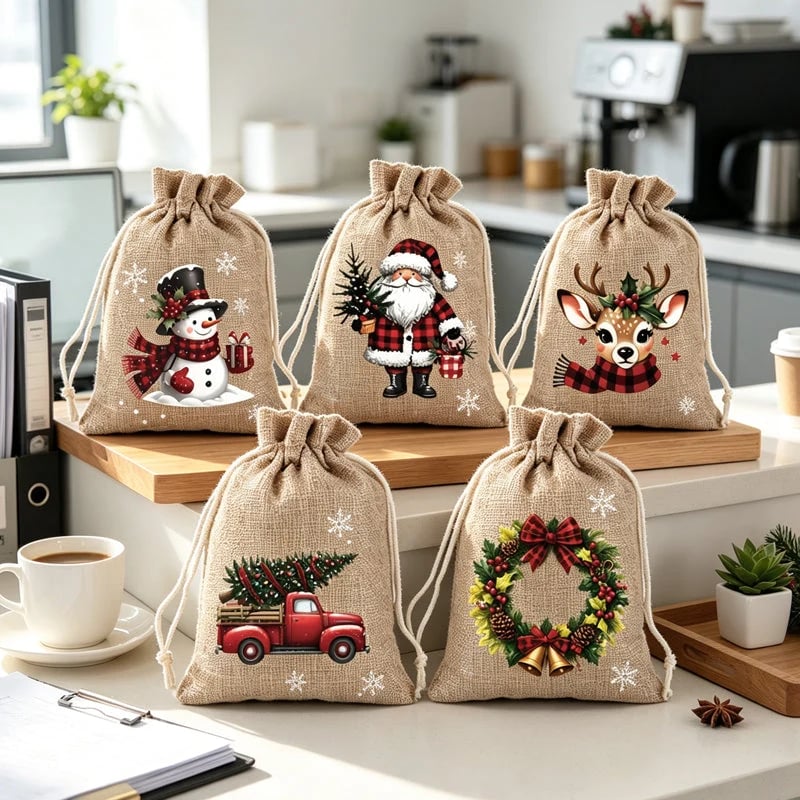π 2026 Sale β Over 23,000 Sold!π Christmas Drawstring Gift BagsβSanta & Reindeer Polyester Pouches π
