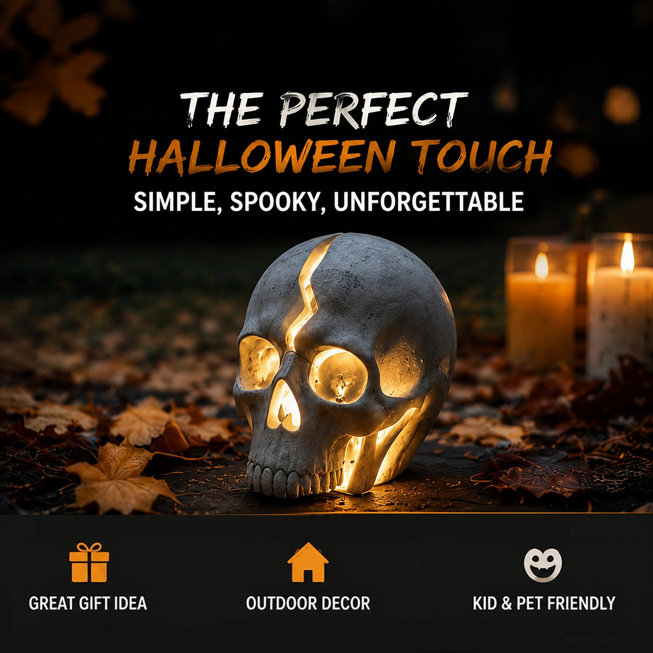Gothic Solar Cracked Skull Light (Resin Craft)