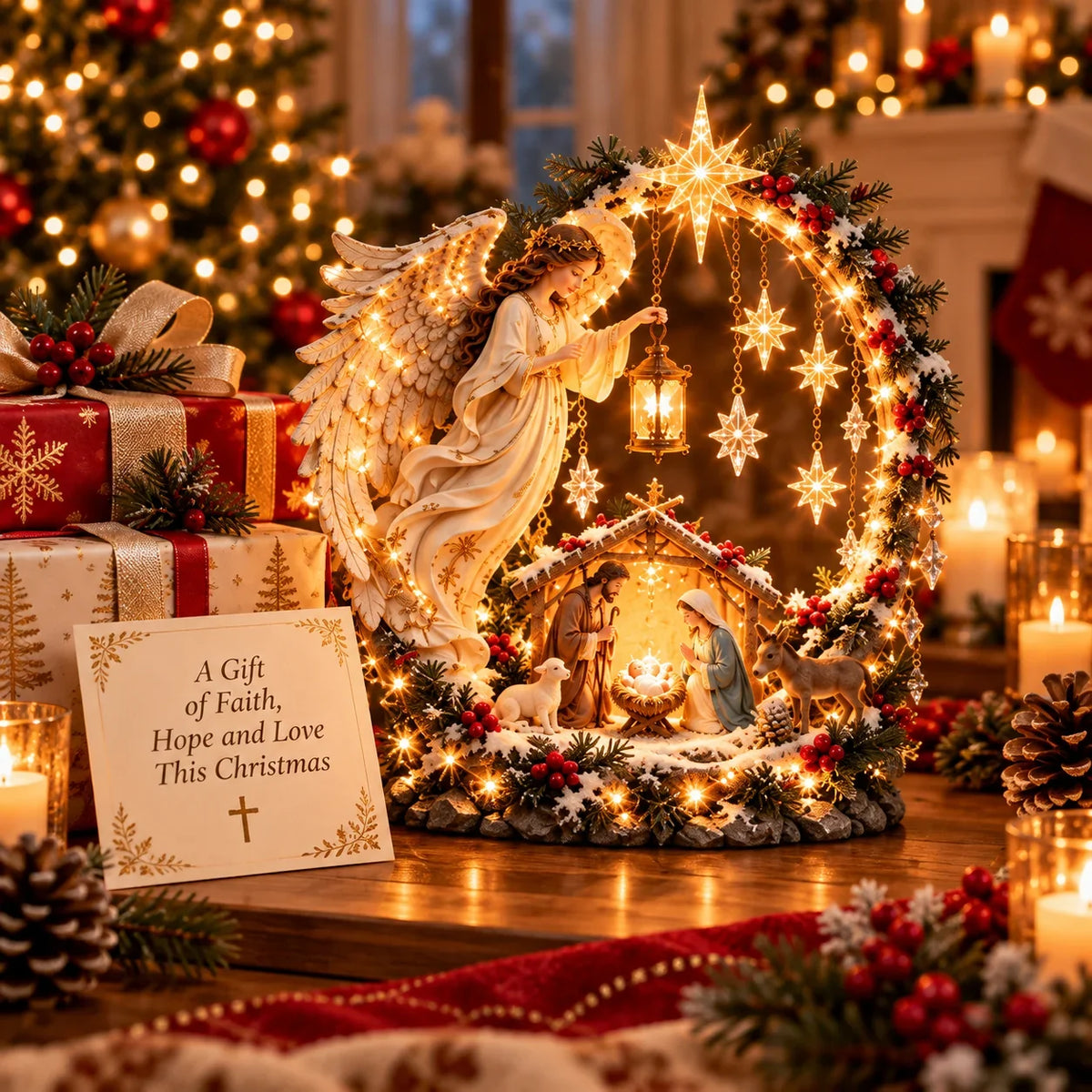 โจ LAST DAY 49% OFF๐ฅ Light From Heaven Angel Nativity Christmas Centerpiece โ๏ธ