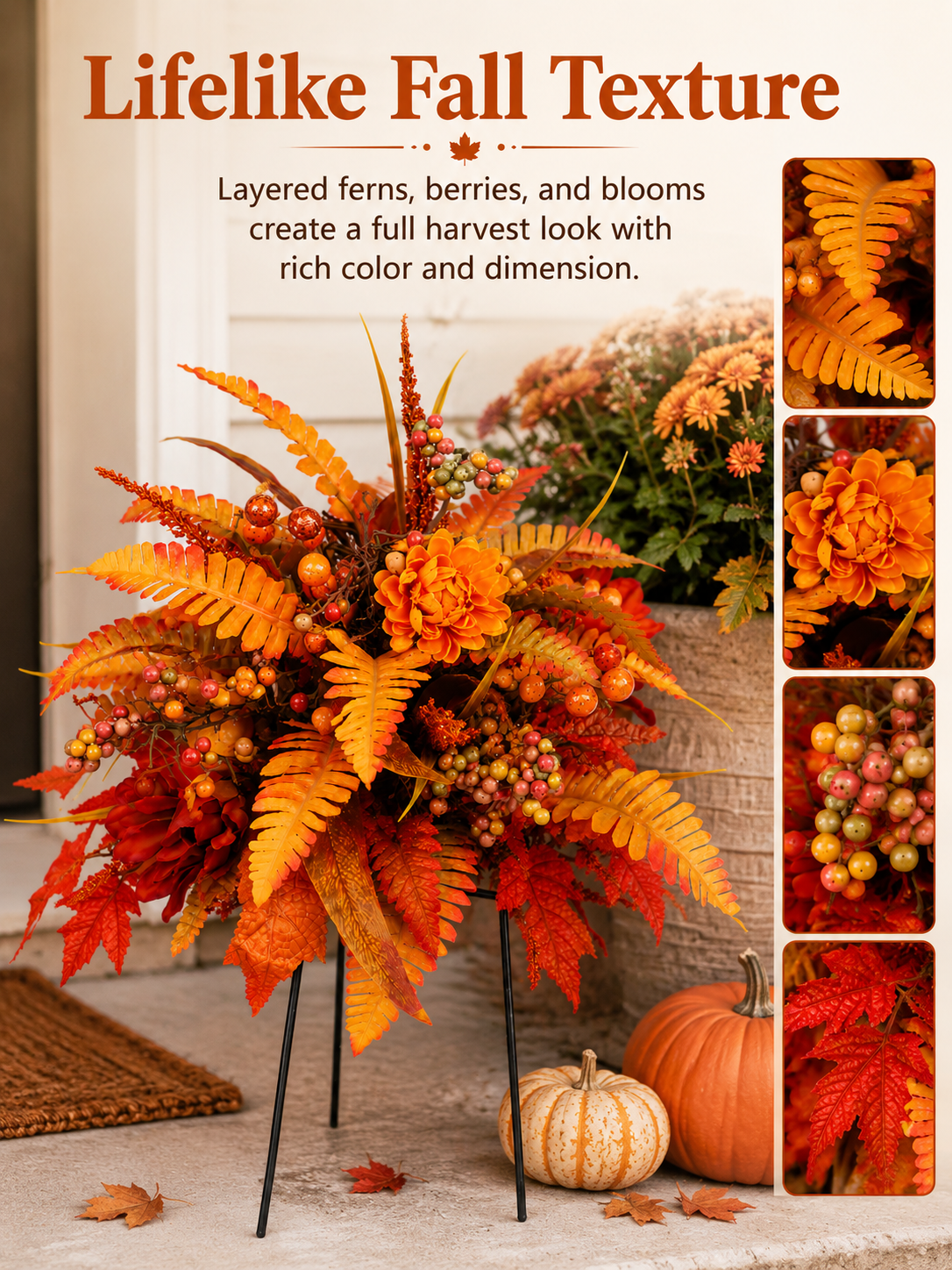 🍂 Autumn Harvest Floral Garden Stake Arrangement