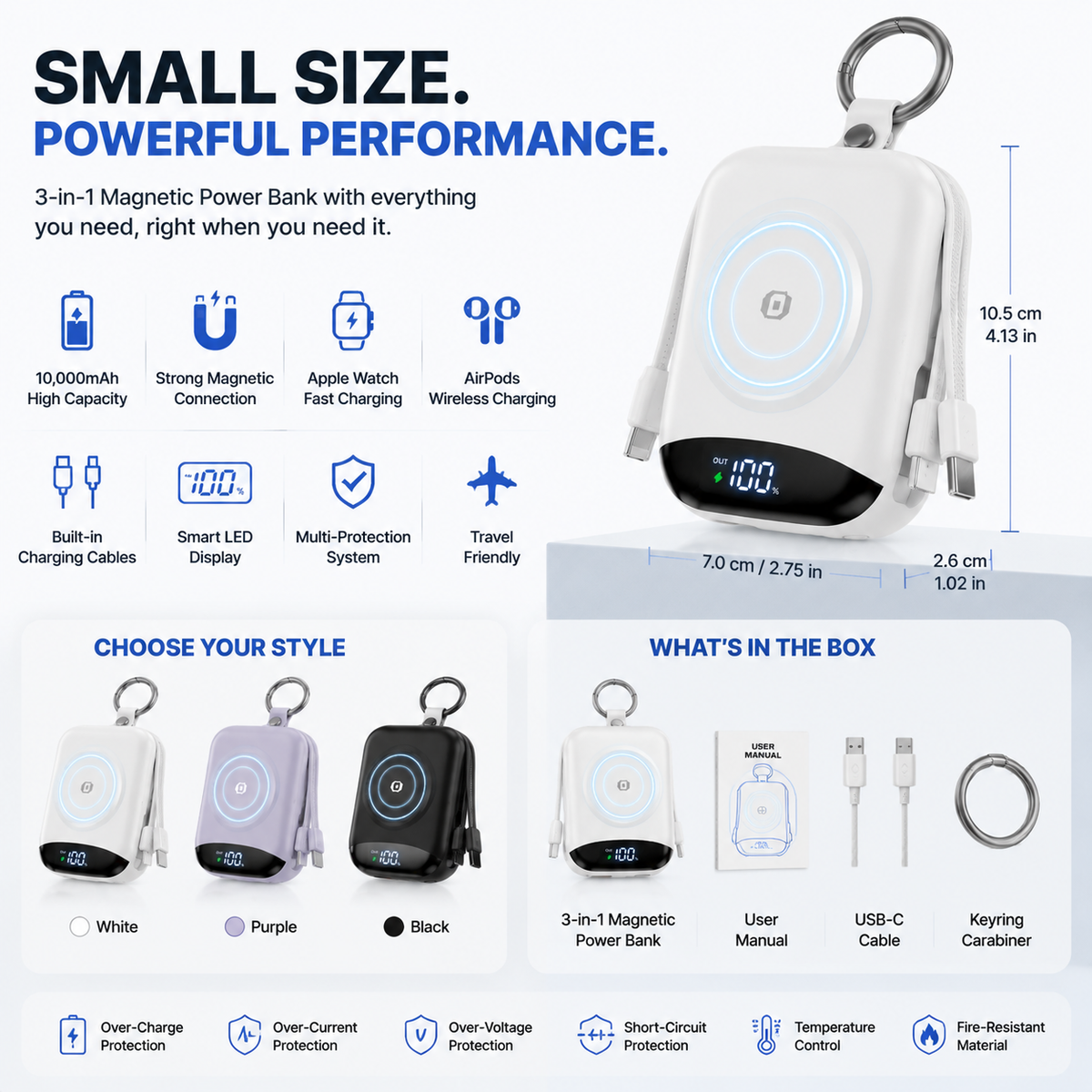 π₯ Hot sell 50% OFF-π 10,000mAh 3-in-1 Magnetic Power Bank with Built-In Cables