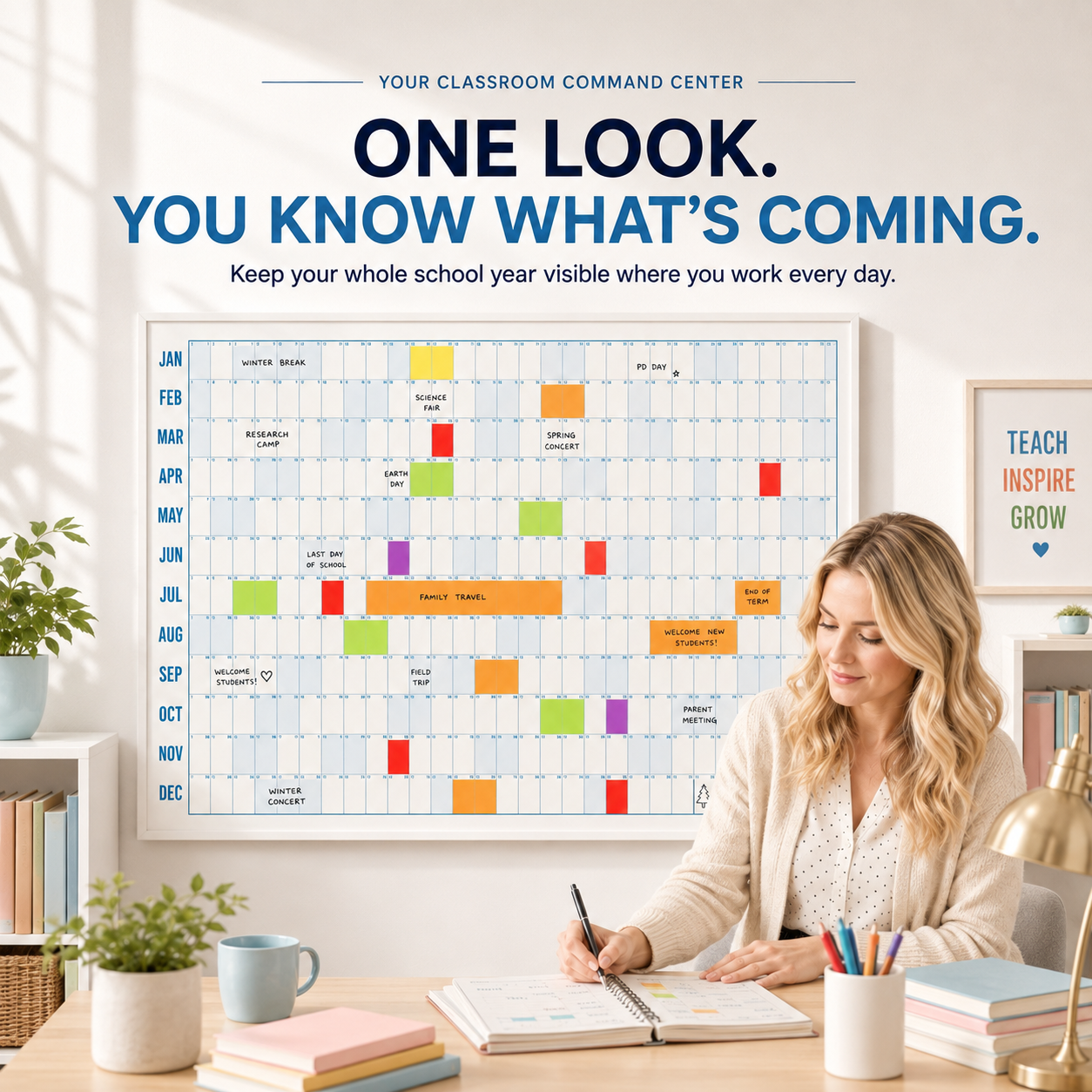 ๐Teacherโs Giant School Year Wall Calendar | See 12 Months at a Glance