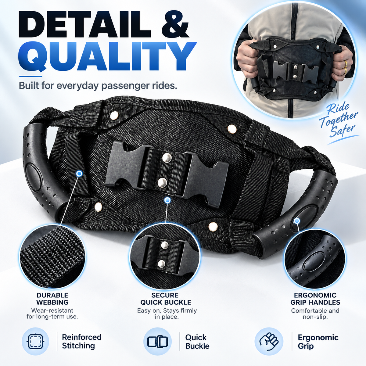 π₯ Ride With Confidence β Dual Grip Passenger Belt for Kids & Rear Riders