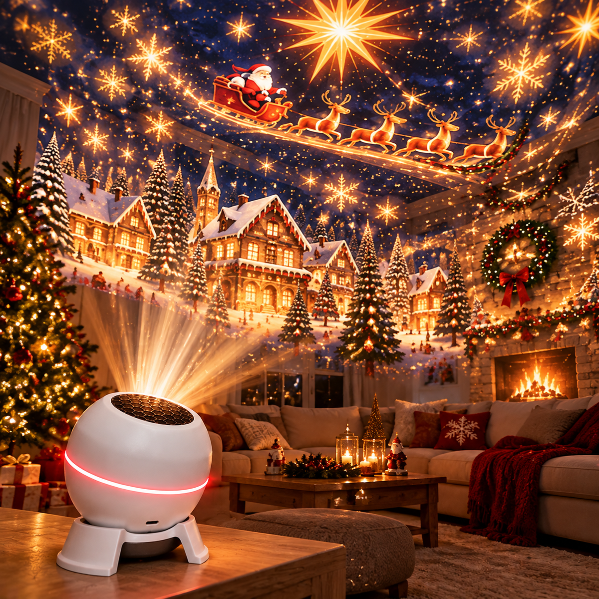 🎄 Proyector mágico navideño de luz nocturna: transforma cualquier habitación en un paraíso navideño.