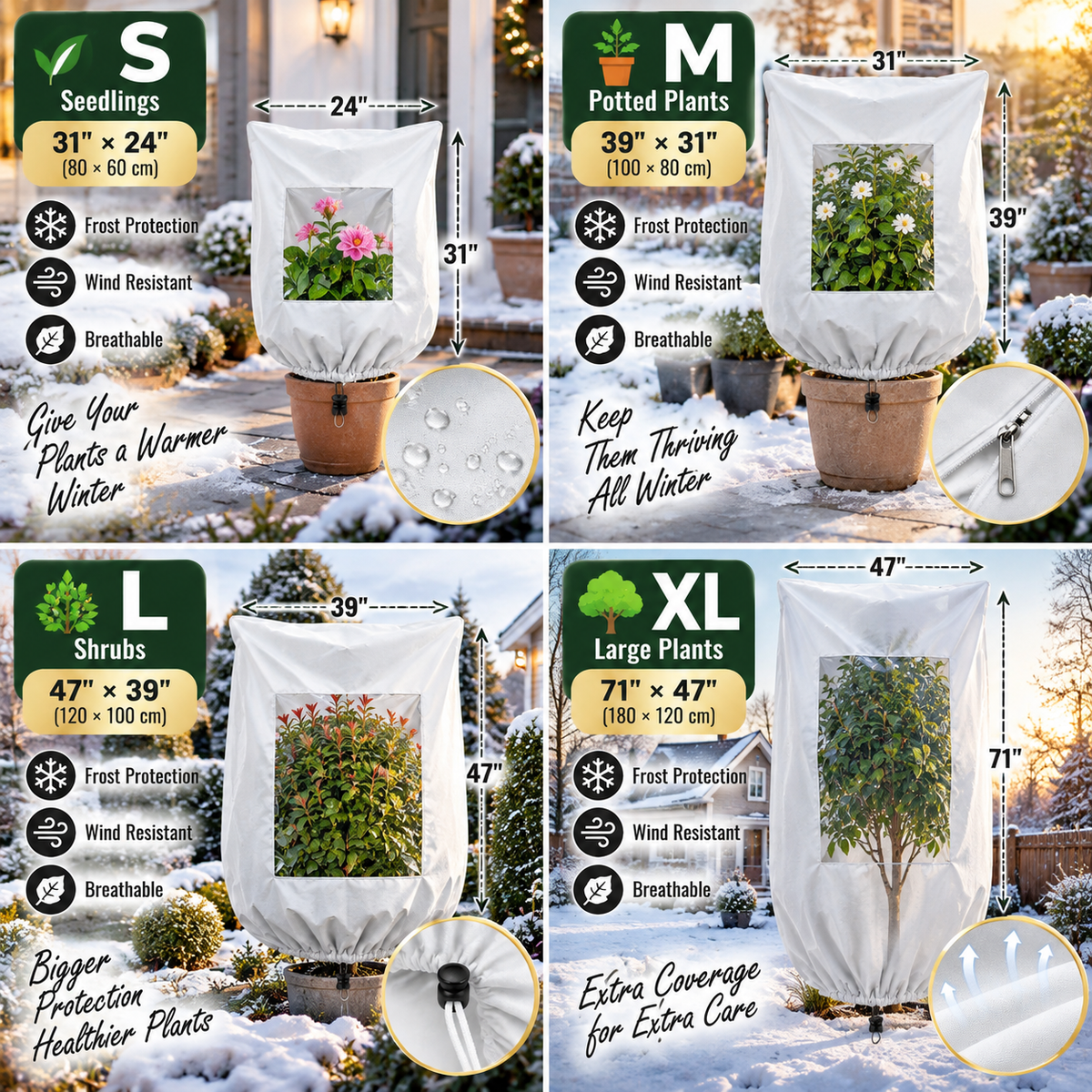 🌿 WINTER GARDEN ESSENTIAL | Plant Frost Protection Cover –Breathable Reusable Cover for Shrubs, Pots & Young Trees