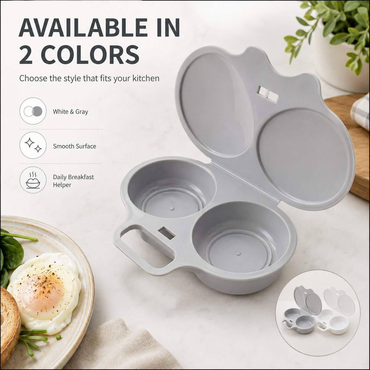 ๐ณ Microwave Egg Poacher โ Dual-Cavity Breakfast Egg Cooker