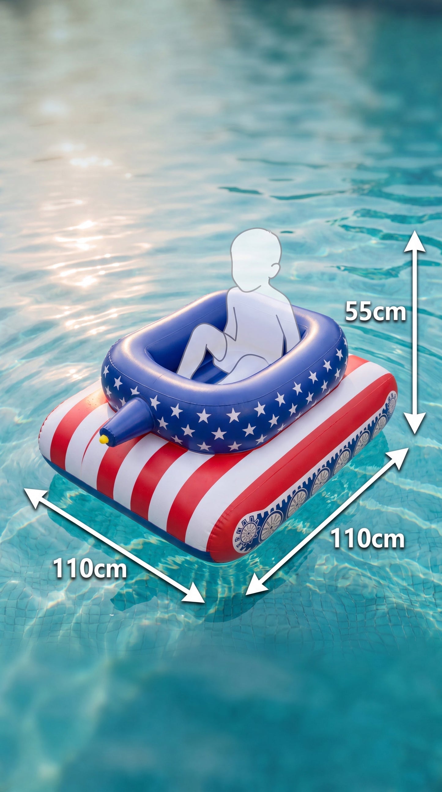 Inflatable Battle Tank Pool Float with Built-In Water Cannon