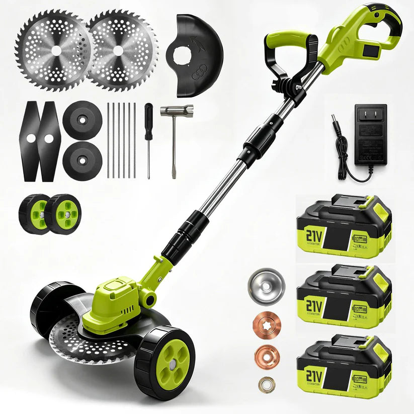3-in-1 Cordless Lawn Mower with 2Γ21V Batteries, German Quality Lightweight Grass Trimmer & Edger for Small to Medium Gardens