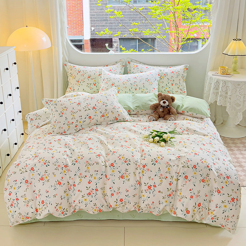 🌸 Sleep in Bloom,100% pure cotton four-piece bed sheet and quilt cover set