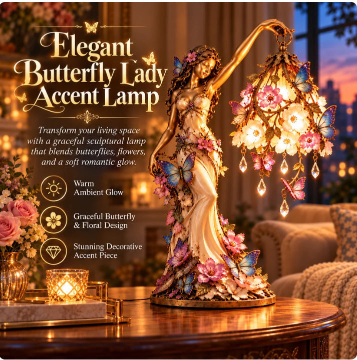 π¦β¨ Enchanted Butterfly Garden Lady Lamp β Illuminated Floral Sculpture πΈπ‘