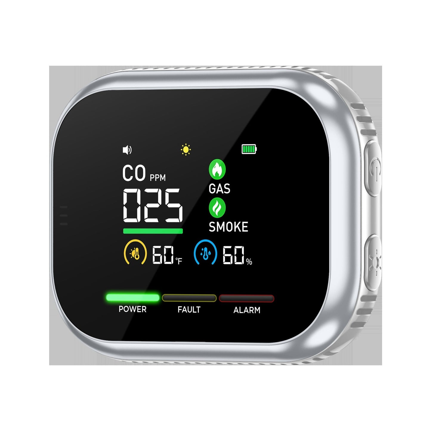 Multi-Function Home Safety Detector - CO,Gas, Smoke,Temperature & Humidity Monitor