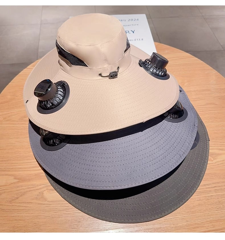 Solar Fan Hat with Wide Brim for Sun Shade