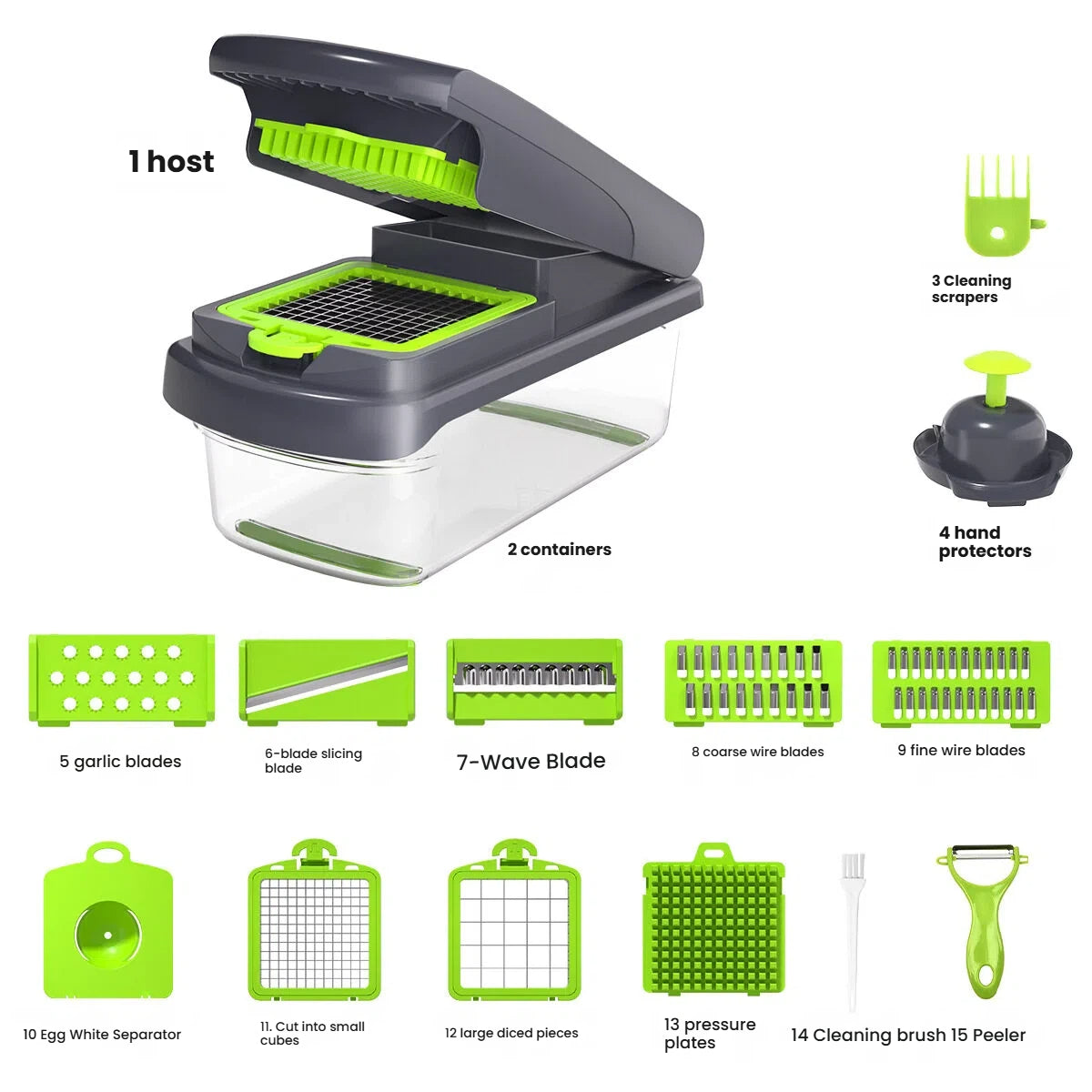 15-in-1 Vegetable Chopper with Container | Multifunctional Food Cutter