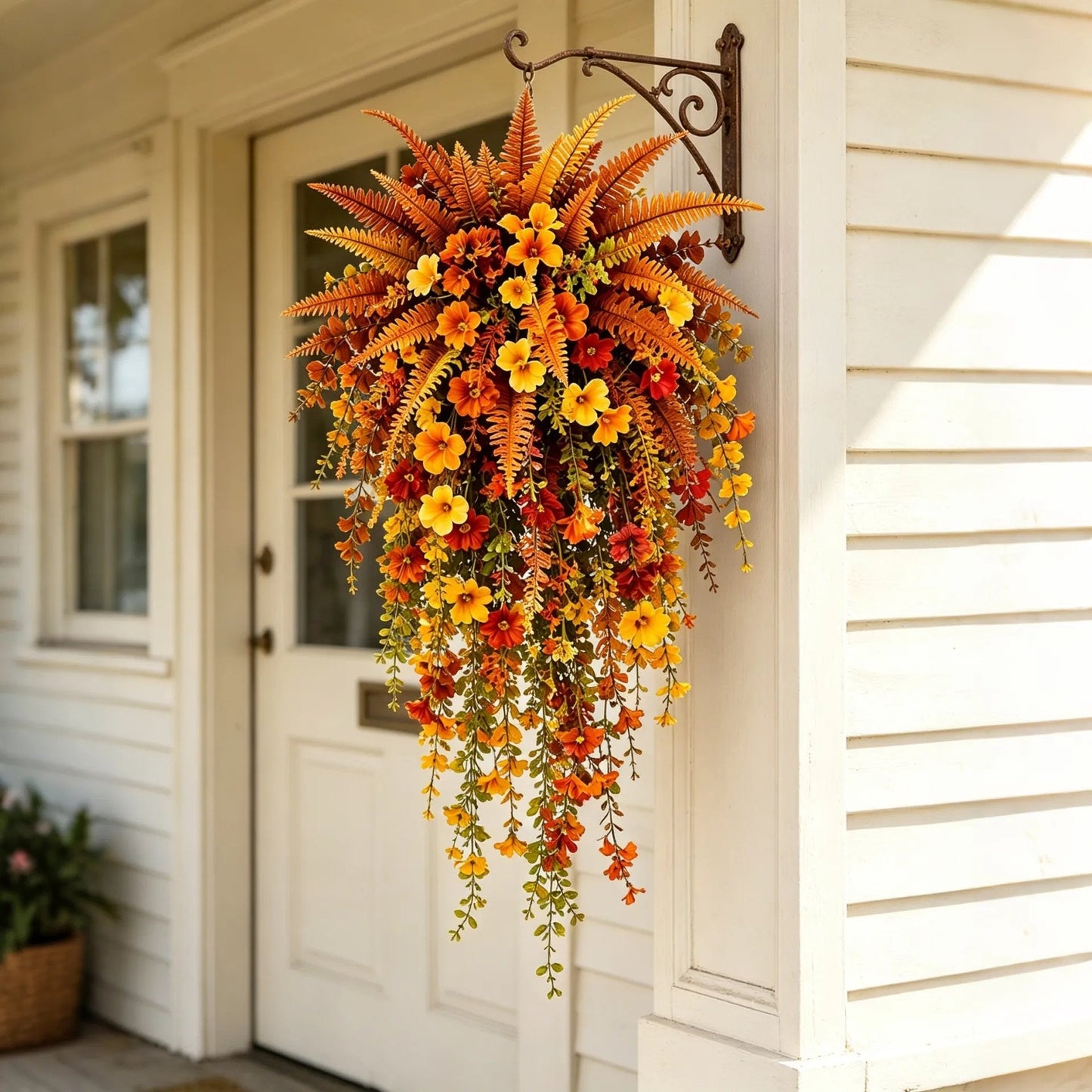 šš ARTIFICIAL FALL HARVEST HANGING BASKET - AUTUMN PORCH & DOOR DECORATION