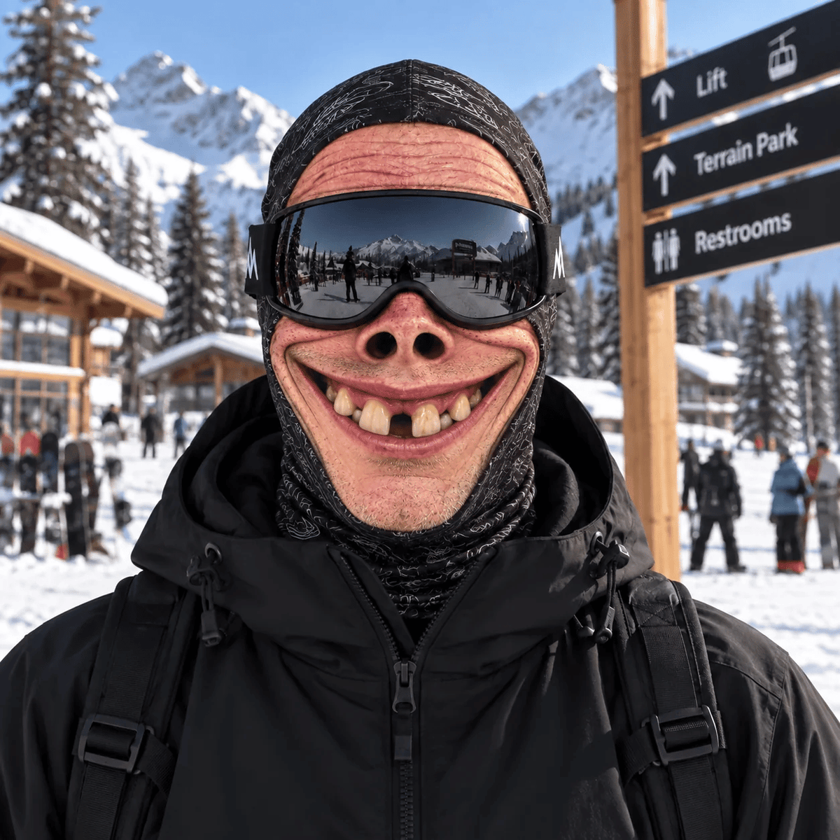 πΏ Realistic Face Balaclava β Funny Ski & Snowboard Mask for Cold Weather Adventures