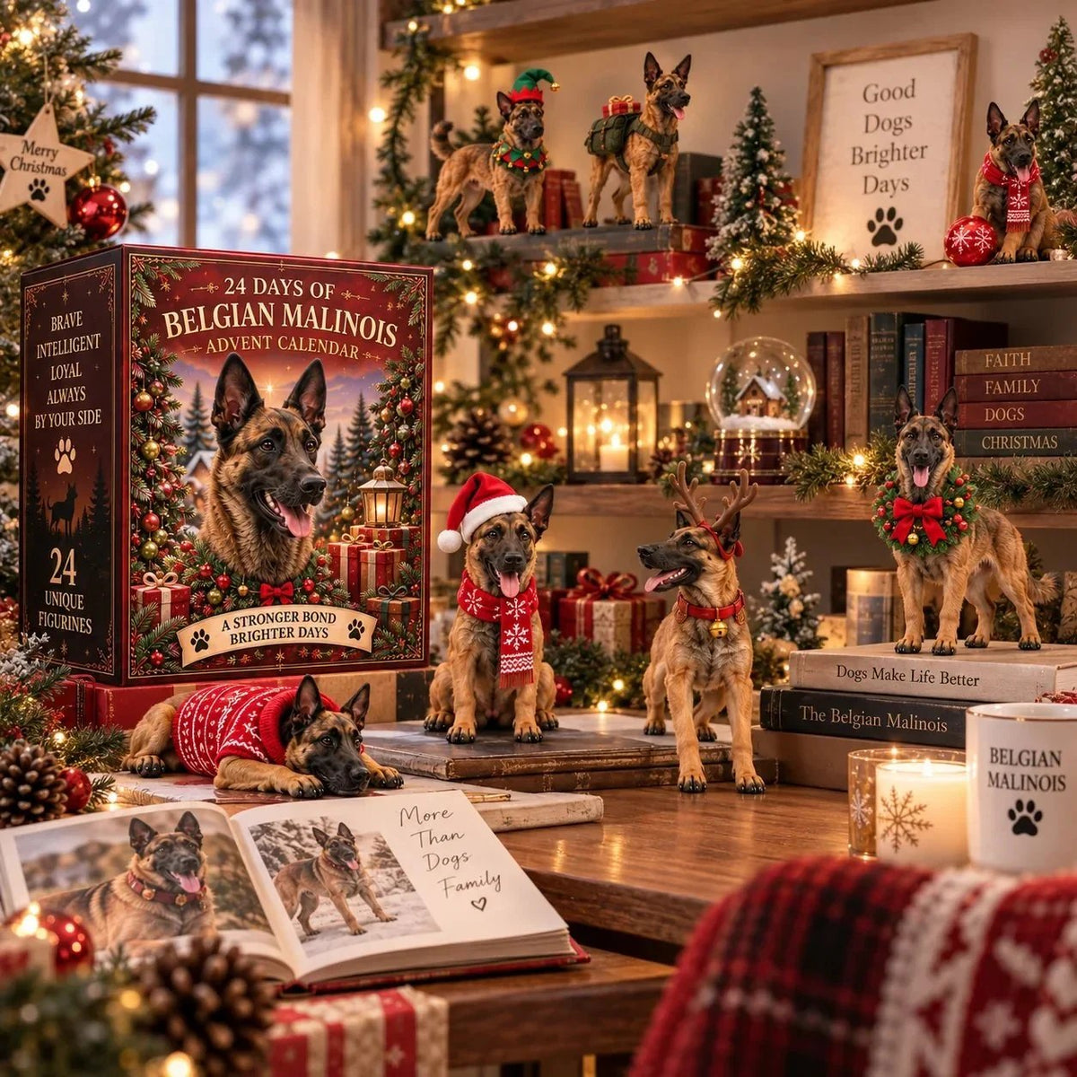 🐕🎄 Belgian Malinois Christmas Advent Calendar – 24 Unique Mini Dog Figurines