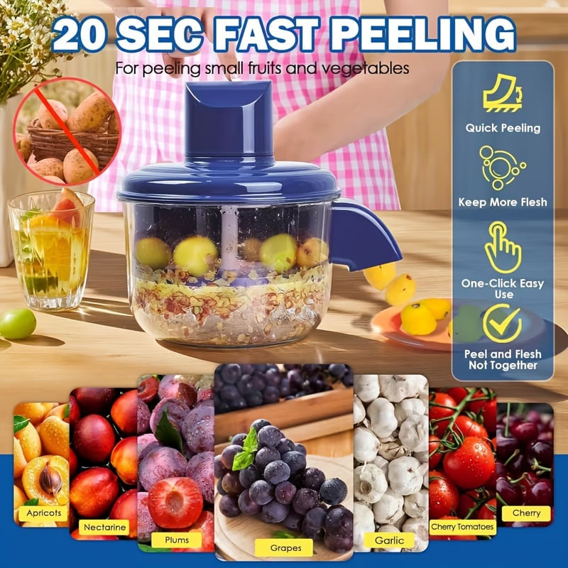 ๐ง Smart Electric Fruit & Garlic Peeler โ One-Click Automatic Peeling Machine with Easy-Clean Bowl ๐