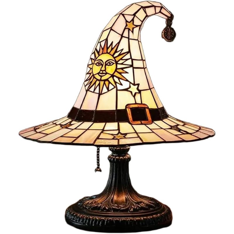 🧙♀️🪄Witch Hat Lamp That Casts Enchanting Glow, Stained Glass USB Light for Instant Halloween Vibe