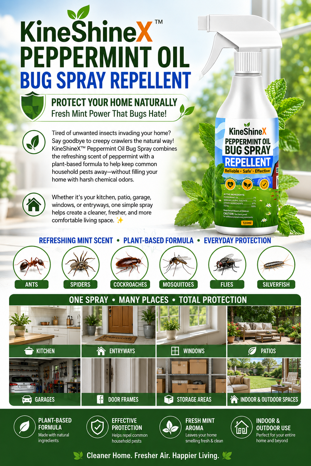 KineShineX Peppermint Essential Oil Insect Repellent Spray