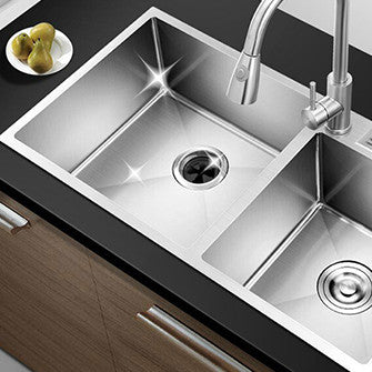 Clean rinsed kitchen sink after disposal cleaning
