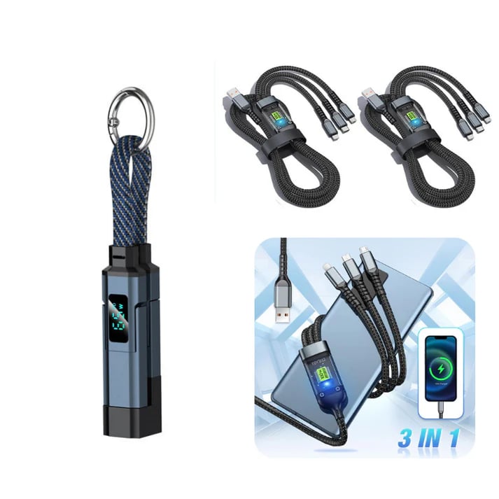 🔥HOT SALE 49% OFF🔥4-in-1 Digital Display Keychain Charging Cable