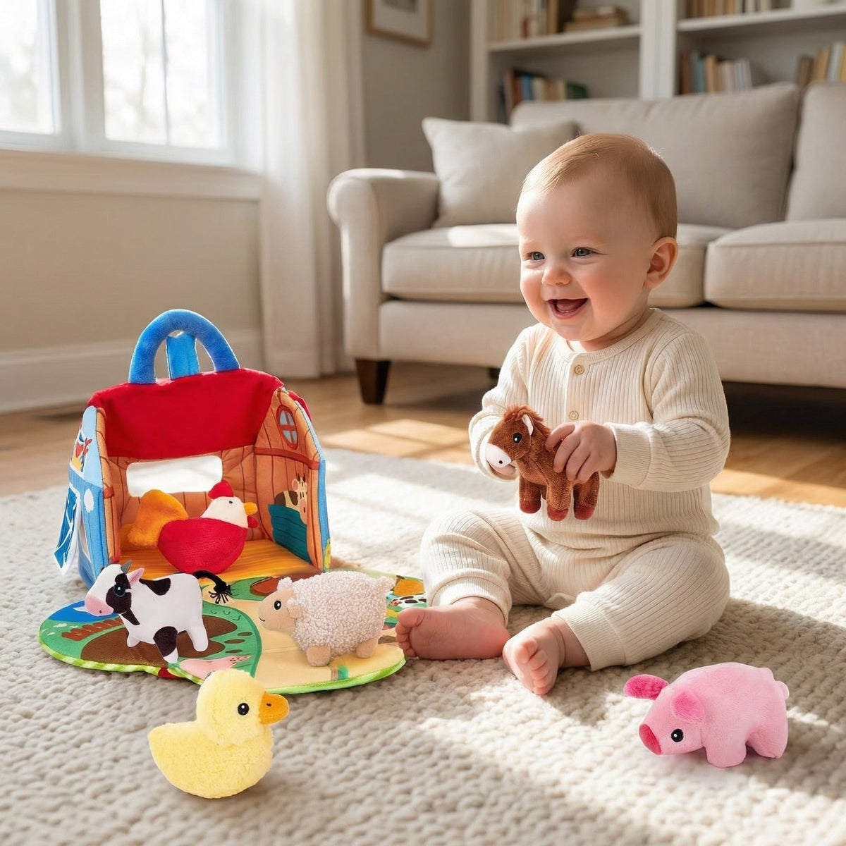 7 Piece Plush Farm Animal Sound Play Set