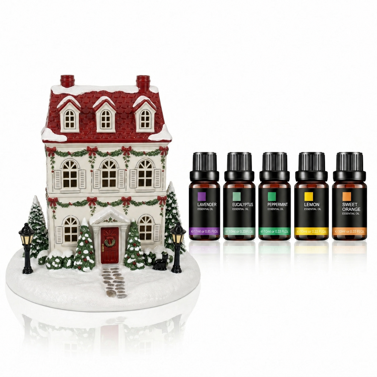 🏠 Christmas House Aroma Diffuser – Gentle Mist & Glowing Windows