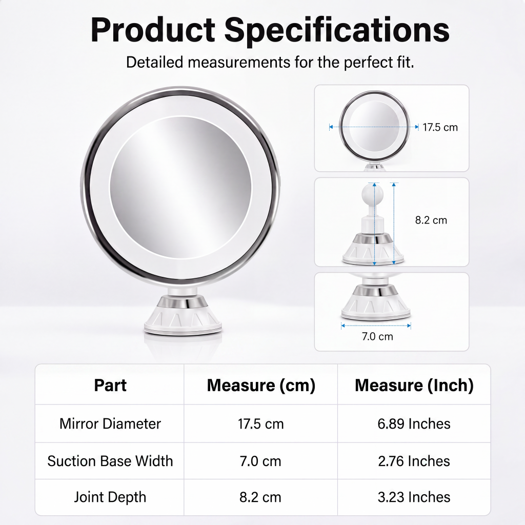 β¨ 10X LED Magnifying Makeup Mirror β Drill-Free Suction & Dual Power π