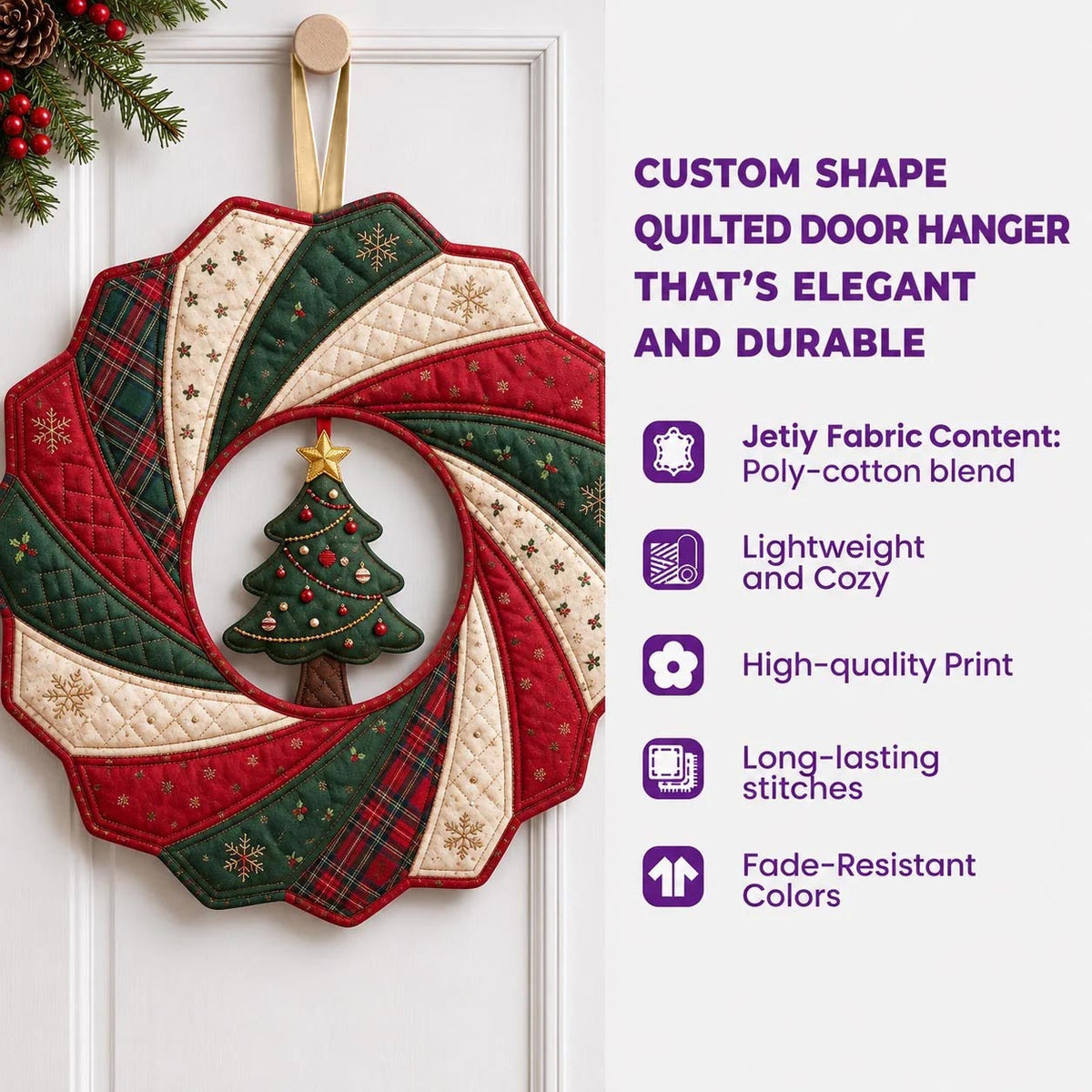 Christmas Snowman Custom Shape Quilted Door Hanger