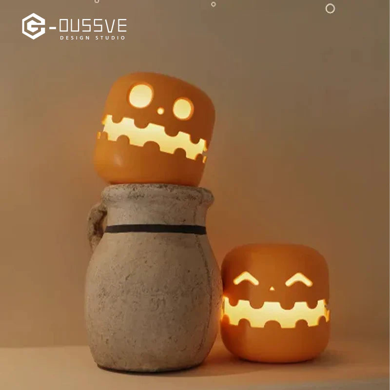 🎃 Pop-Up Pumpkin Night Light, USB Rechargeable Halloween Pat-Lamp with Stepless Dimming & Timer, Interactive Cute Bedside Soft Light for Kids & Party Decor